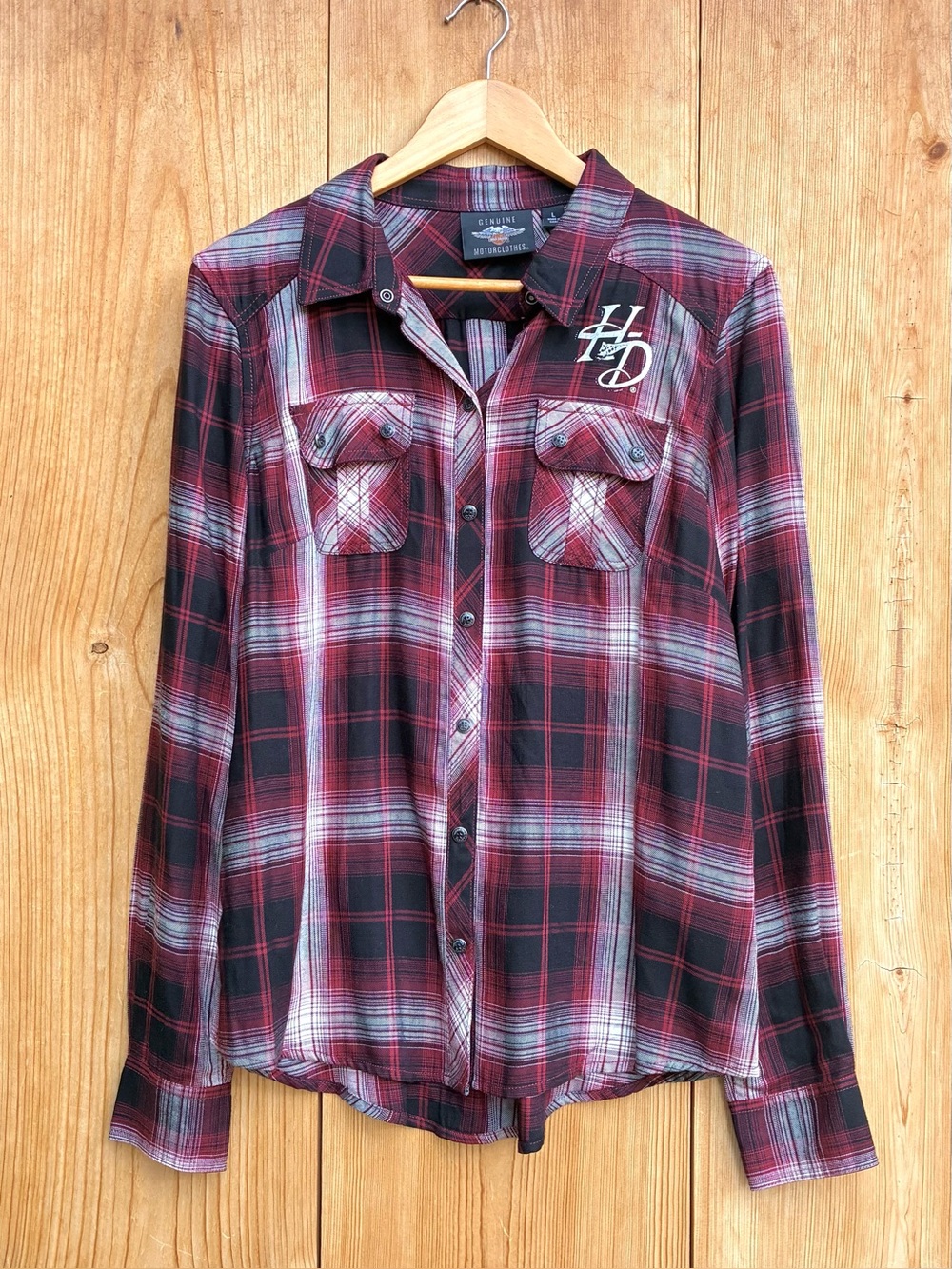 Harley-Davidson Women’s Plaid Long Sleeve Shirt Sz Large